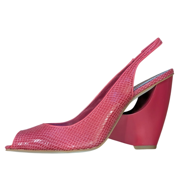 Vince Camuto Pink Snakeskin Block Heels - Picture 1 of 6